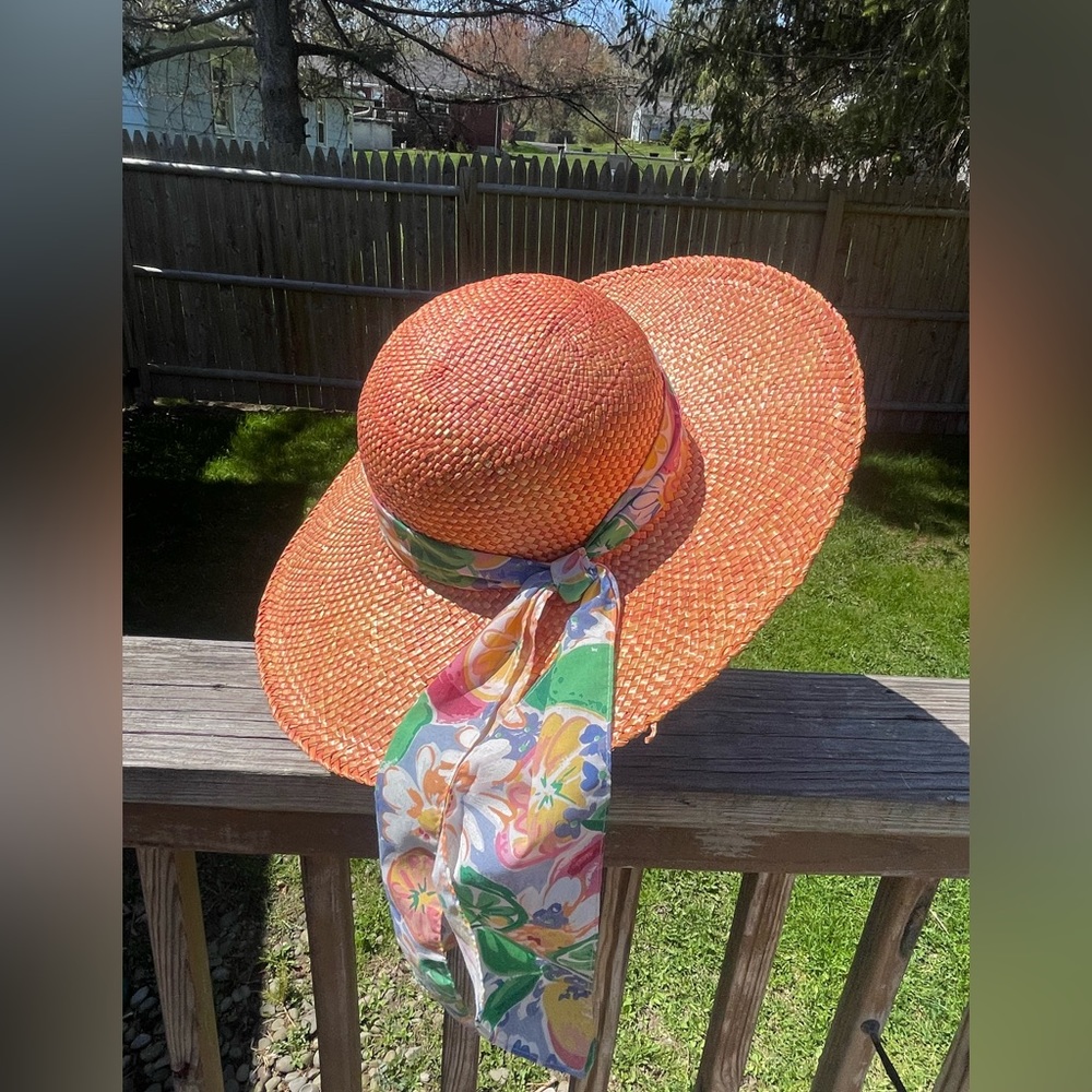 Vintage Straw Floral Beach Hat